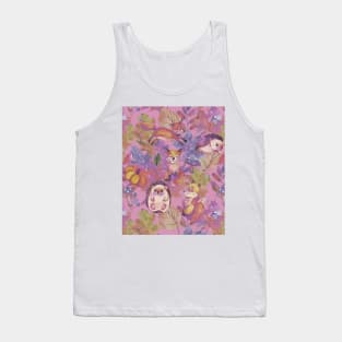 Hedgehog, fox and leaves, cute watercolor print Tank Top